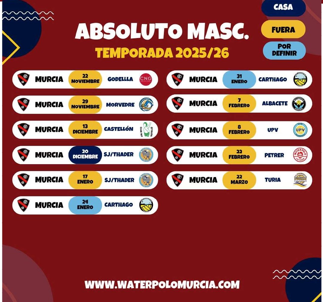 Calendario de partidos del equipo absoluto masculino, temporada 2025/26